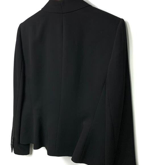 Tahari Arthur Levine Black Suit Jacket / Blazer 100% Silk Ruffle Detail Size 14 - Picture 16 of 16